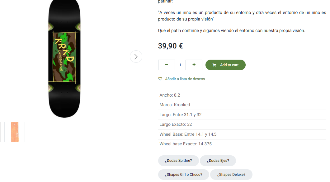 Tabla de skate Krooked Team Kamo Black 8.25 pulgadas en negro