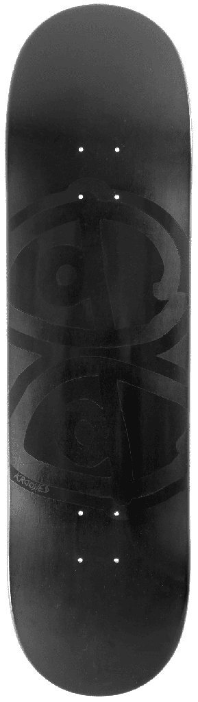 Tabla skate Krooked Team Eyes Black 8.5 negra con gráfico de ojos tono sobre tono