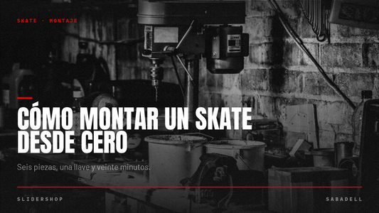 Skate a medio montar sobre un banco de trabajo, guía de montaje de Slidershop Sabadell