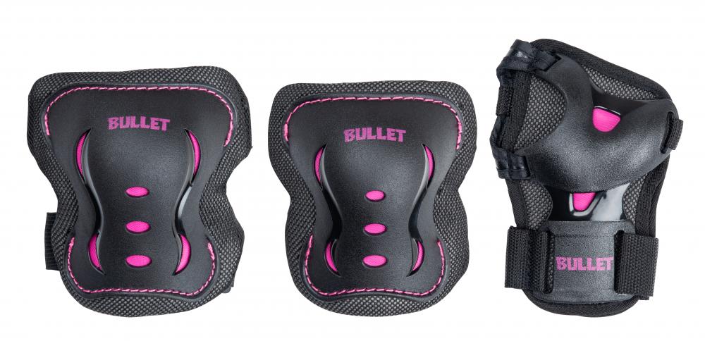 BULLET SET DE PROTECCIONES NIÑO-NIÑA NEGRO-ROSA