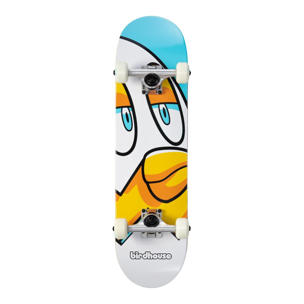 Skate completo Birdhouse Stage 1 Chicken Oversized azul, vista inferior centrada sobre fondo blanco