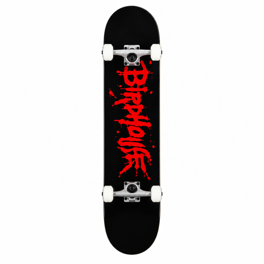 Birdhouse Stage 1 Blood Logo negro y rojo sobre fondo blanco
