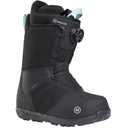 Bota de snowboard Nidecker negra con cierre BOA y detalles claros