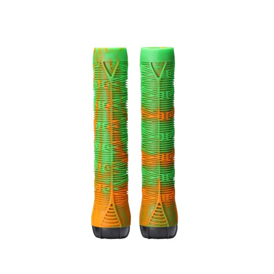 Puños Blunt Hand Grip V2 verde y naranja, vista completa sobre fondo blanco