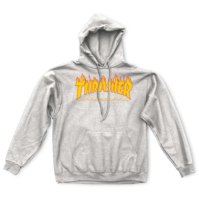 Thrasher Flame sudadera con capucha gris